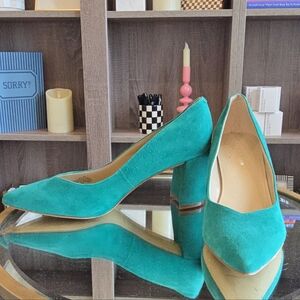 Marc Fisher Teal Suede Heels